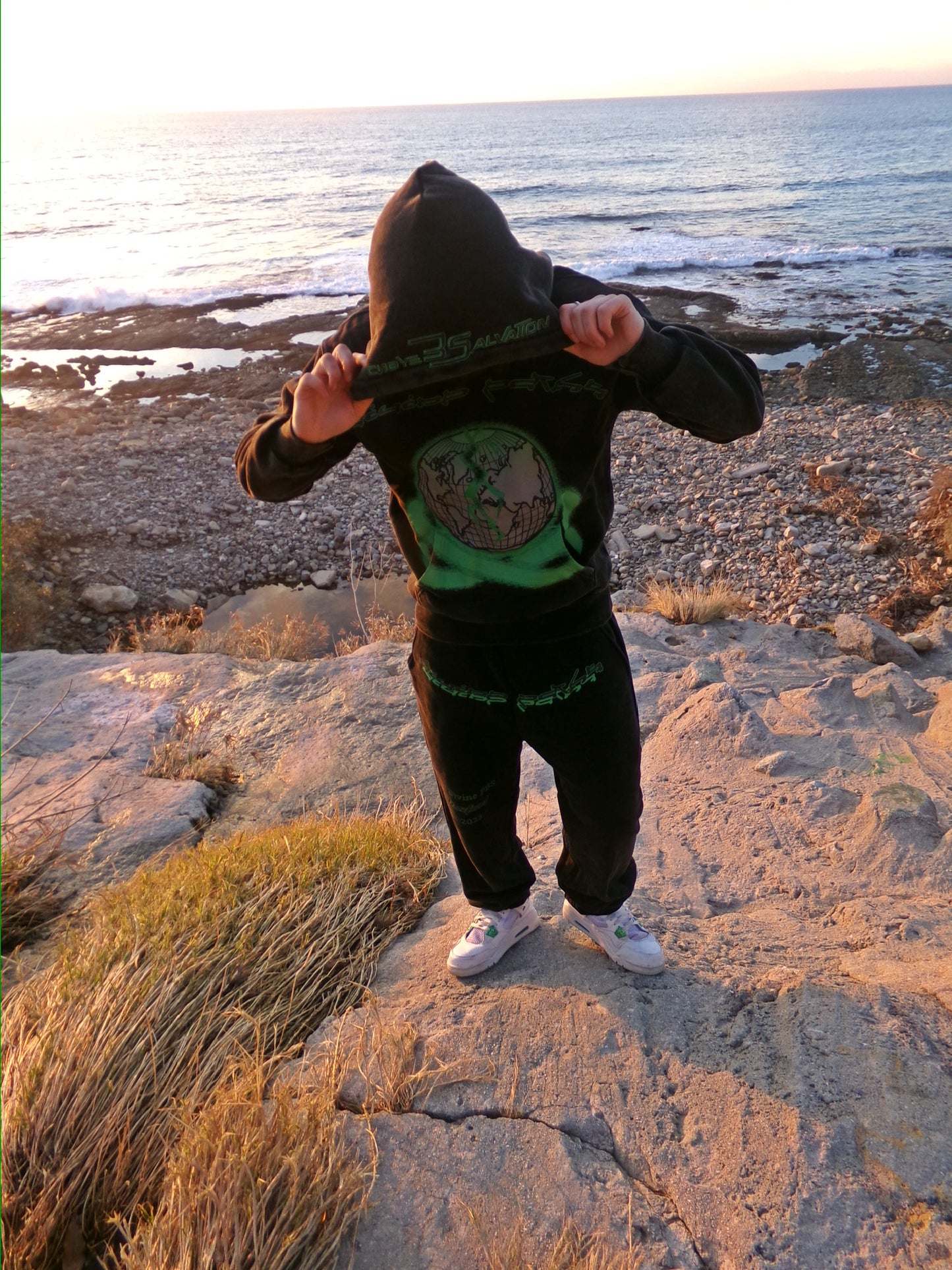 CELESTIAL Acid Wash Green Hoodie